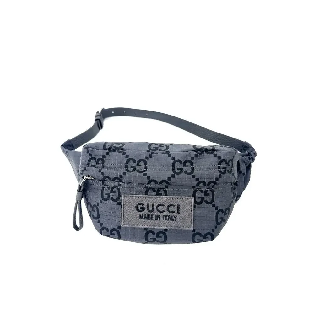 NIB Gucci GG Monogram Gray Canvas Nylon Ripstop Belt Bag Fanny Pack 80cm $1,300
